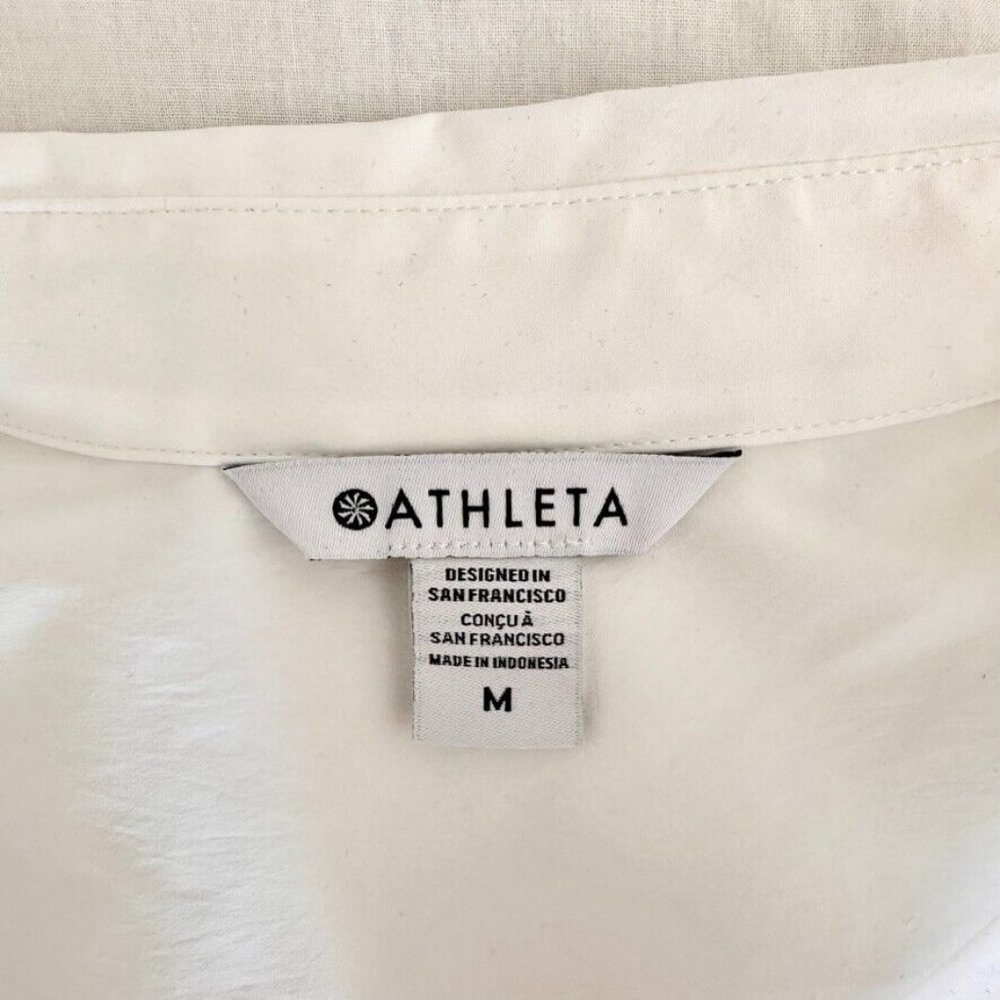 Athleta Womens Oversized Poplin Top Size Medium White Performance Pockets New - Picture 14 of 16